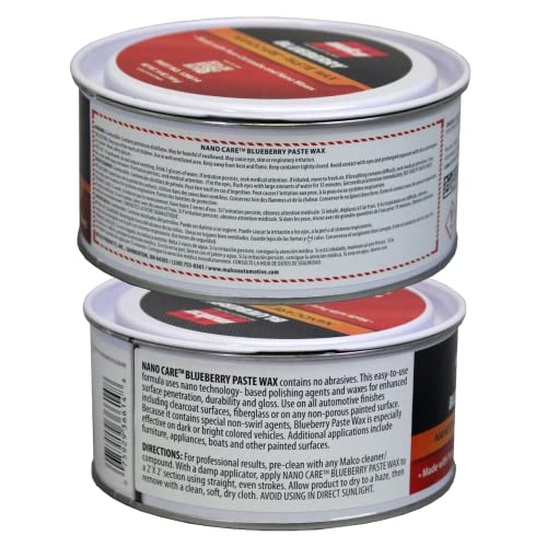 Malco Nano Care Blueberry Paste Wax - Creates High Gloss Finish and Long-Lasting Shine / Premium Paste Wax for Use on Fiberglass, Gel Coat and Painted Vehicle Finishes / 14 Oz. (126614)