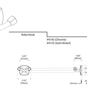 Gatco 4145 Jewel Single Robe Hook, Chrome