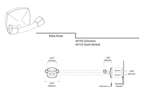 Gatco 4145 Jewel Single Robe Hook, Chrome