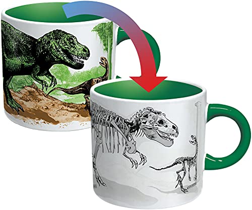 The Unemployed Philosophers Guild Disappearing Dino Mug - Heat Sensitive Color Changing Coffee Mug - Add Hot Liquid and Watch Dinosaurs Turn to Fossils