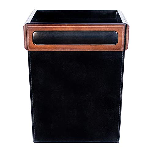 Dacasso Walnut and Leather Waste Basket