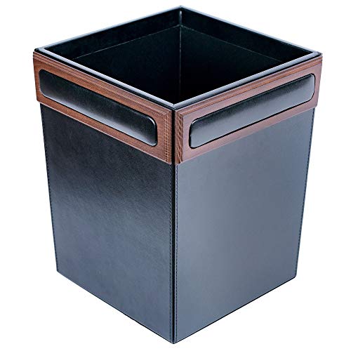 Dacasso Walnut and Leather Waste Basket