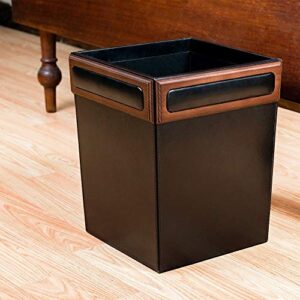 Dacasso Walnut and Leather Waste Basket