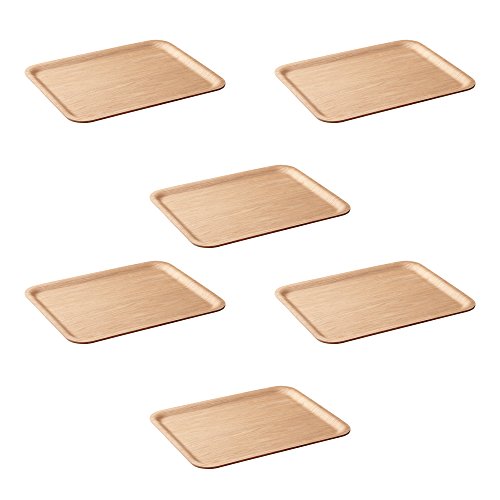 KINTO Nonslip Rectangular Willow Tray, 14.2 inch, Set of 6