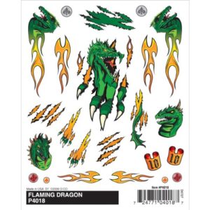 woodland scenics pine car derby dry transfer decal, flaming dragon, 4 by 5-inch