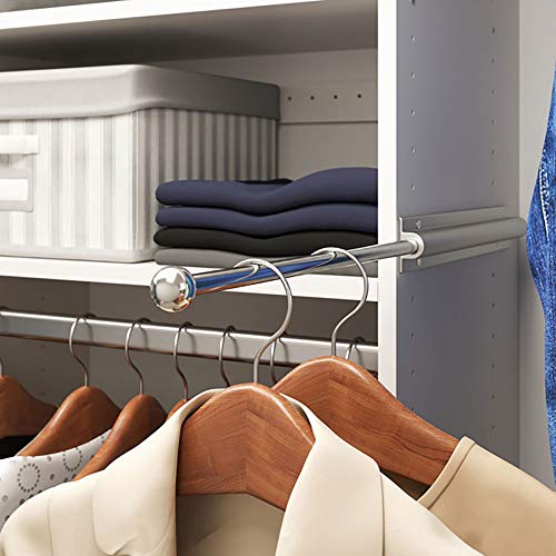 Easy Track RA1204 12 Inch Easily Accessible Metal Sliding Wardrobe Closet Organizer Rod with Installation Hardware Included, White
