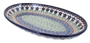 polish pottery aztec flower oval platter