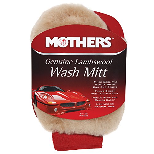 Mothers Premium Sheepskin Lambs Wool Car Wash Mitt, Scratch Free