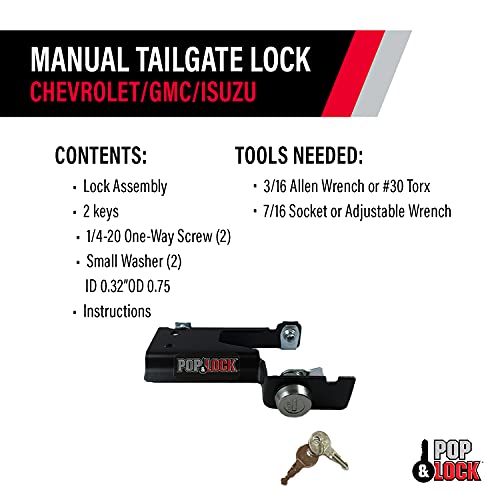 Pop & Lock PL1600 Black Manual Tailgate Lock for Chevy/GMC/Isuzu