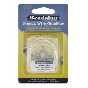 beadalon french wire 0.9mm silver plated, 1-meter