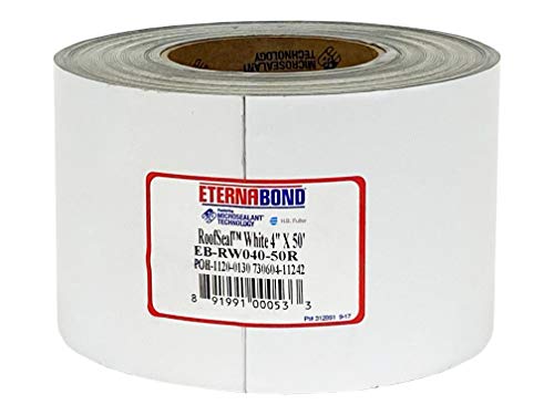 EternaBond RoofSeal White 4" x50' MicroSealant UV Stable Roof Seam Repair Tape | 35 mil Total Thickness | EB-RW040-50R - One-Step Durable, Waterproof and Airtight Repair