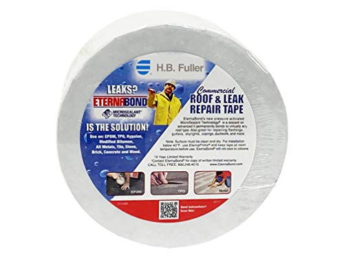 EternaBond RoofSeal White 4" x50' MicroSealant UV Stable Roof Seam Repair Tape | 35 mil Total Thickness | EB-RW040-50R - One-Step Durable, Waterproof and Airtight Repair