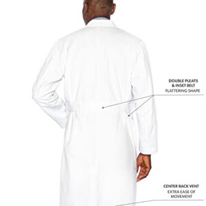 Landau Relaxed Fit 3-Pkt 5-Knot Cloth Button Full-Length Lab Coat for Men 3138, White, 42