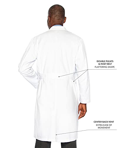 Landau Relaxed Fit 3-Pkt 5-Knot Cloth Button Full-Length Lab Coat for Men 3138, White, 42