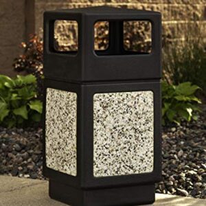 Safco Products Canmeleon Outdoor/Indoor Aggregate Panel Trash Can 9472NC, Black, Natural Stone Panels, Outdoor/Indoor Use, 38-Gallon Capacity