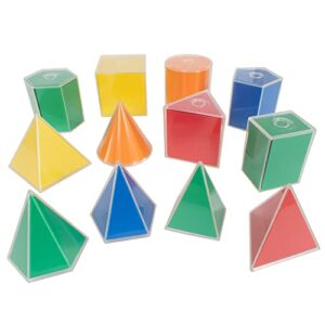 edxeducation 2D3D Geometric Solids - Set of 12 Multicolored Shapes - Includes 2D Nets and Activity Guide - Early Math Manipulative and Geometry for Kids