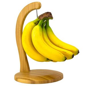 totally bamboo banana holder, banana hanger stand with stainless steel hook