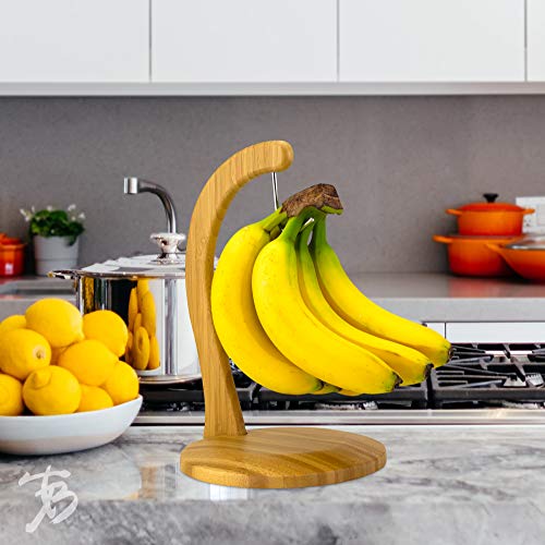 Totally Bamboo Banana Holder, Banana Hanger Stand with Stainless Steel Hook