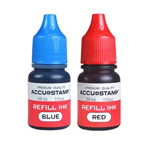 accu-stamp ink refill for pre-ink stamps, blue and red, pack of 2, .35oz/each (032958)