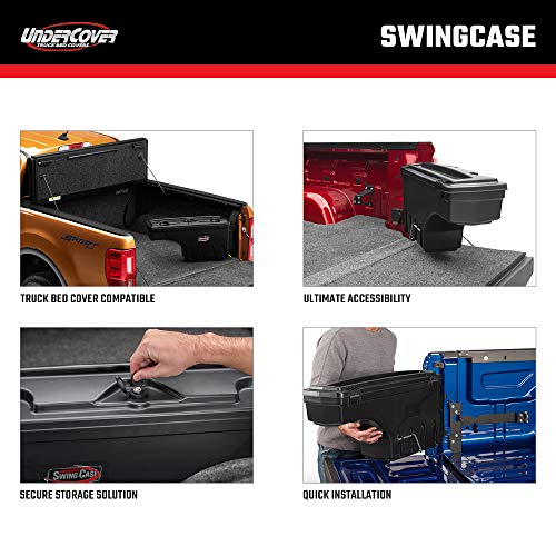 UnderCover SwingCase Truck Bed Storage Box | SC401D | Fits 2005 - 2022 Toyota Tacoma Drivers Side - Will not fit 2019-2021 without storage box , Black