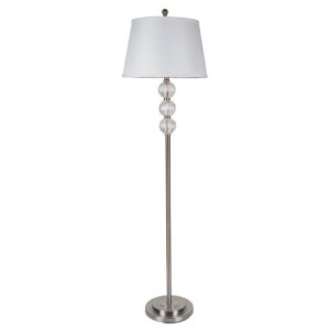 ORE International 62.5" Satin Nickel Glass Floor Lamp