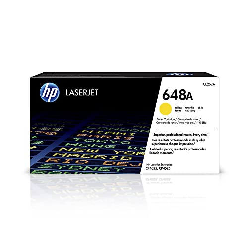 Original HP 648A Yellow Toner Cartridge | Works with HP Color LaserJet Enterprise CP4025, CP4525 Series | CE262A