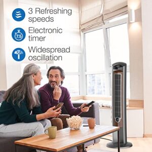 Lasko Wind Curve Portable Electric 42" Oscillating Tower Fan with Fresh Air Ionizer, Timer and Remote Control for Indoor, Bedroom and Home Office Use, Silverwood 2554