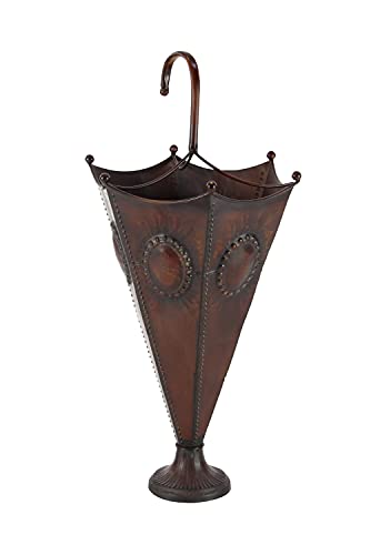 Deco 79 Metal Umbrella Stand, 13" x 13" x 28", Brown