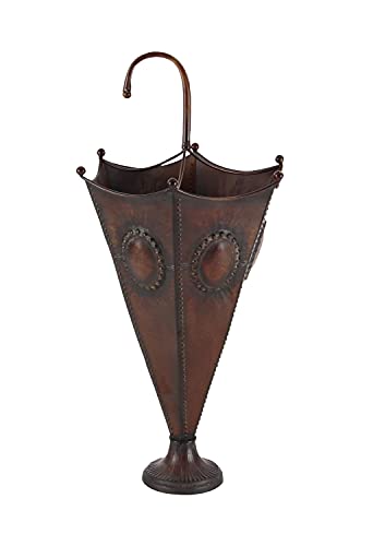 Deco 79 Metal Umbrella Stand, 13" x 13" x 28", Brown