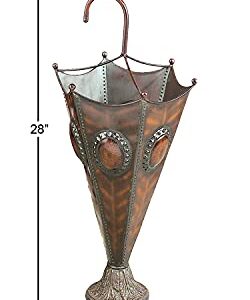 Deco 79 Metal Umbrella Stand, 13" x 13" x 28", Brown