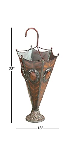 Deco 79 Metal Umbrella Stand, 13" x 13" x 28", Brown