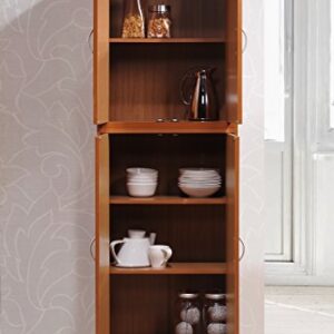 Hodedah 4 Door Kitchen Pantry with Four Shelves, Cherry