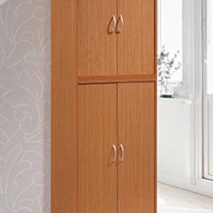 Hodedah 4 Door Kitchen Pantry with Four Shelves, Cherry