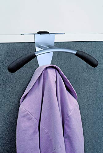 Alba - Partition and Over-the-Door Hook Hanger - Heavy-Duty Organizer for Coat, Towel, Bag, Robe - Metallic Gray and Black - PMMOUSPART