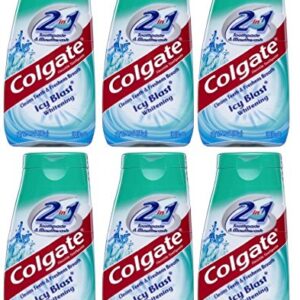 Colgate 2 in 1 Toothpaste Mouthwash Whitening 4.6 Tubes, Icy Blast, 27.6 Oz, Pack of 6