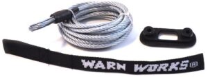warn 76065 pullzall portable electric winch accessory: replacement galvanized steel cable wire rope with hawse fairlead, 7/32″ diameter x 15′ length