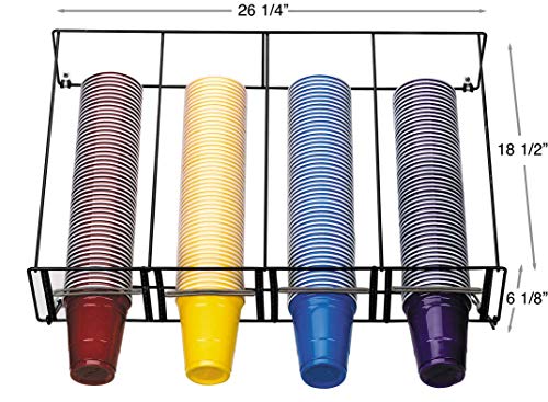 DISPENSE-RITE WR-CT-OVRHD Four Section Horizontal Overhead Wire Rack Cup Dispenser