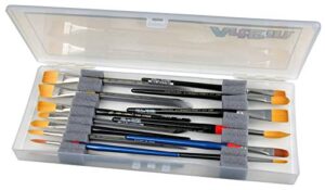 artbin kw903 brush box with foam inserts, fine art portable paint brush organizer, clear