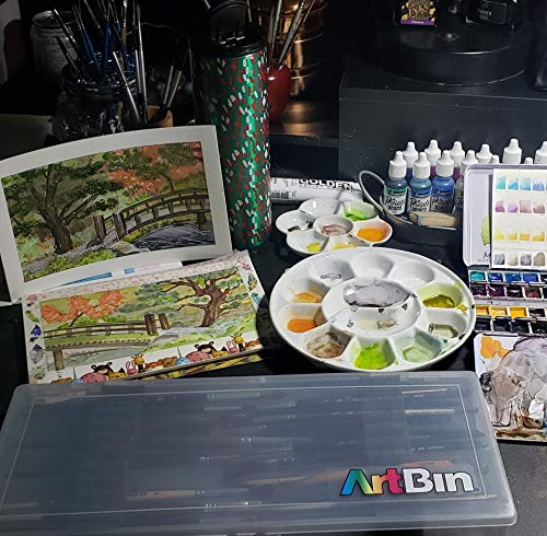ArtBin KW903 Brush Box with Foam Inserts, Fine Art Portable Paint Brush Organizer, Clear