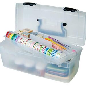 ArtBin 83805 Essentials Lift-Out Tray Box, Portable Art & Craft Organizer with Handle and Tray, Clear