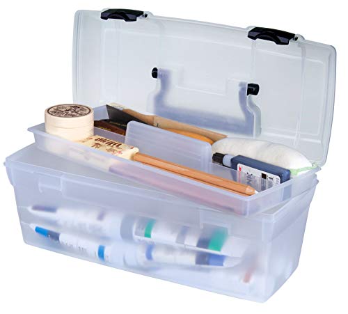 ArtBin 83805 Essentials Lift-Out Tray Box, Portable Art & Craft Organizer with Handle and Tray, Clear