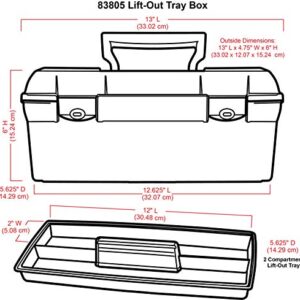 ArtBin 83805 Essentials Lift-Out Tray Box, Portable Art & Craft Organizer with Handle and Tray, Clear