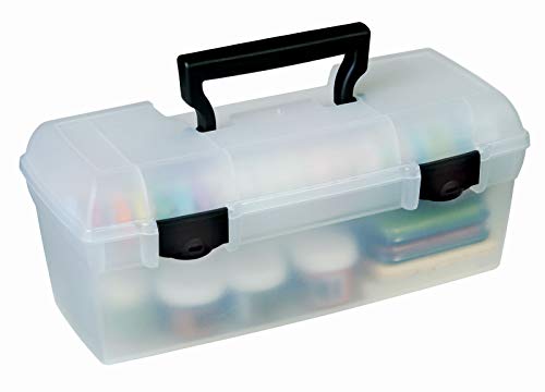 ArtBin 83805 Essentials Lift-Out Tray Box, Portable Art & Craft Organizer with Handle and Tray, Clear