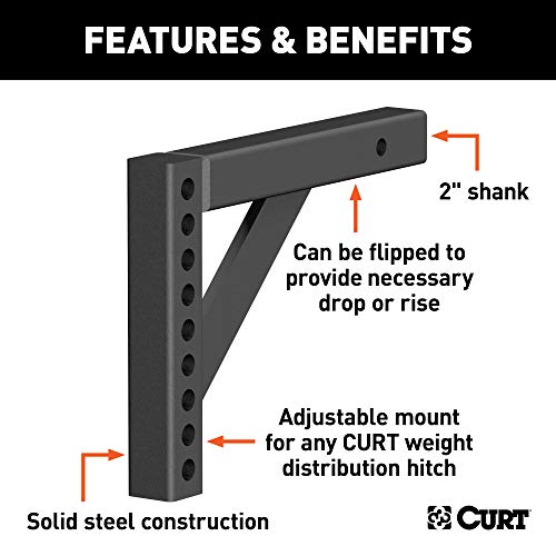 CURT 17121 Replacement Weight Distribution Hitch Shank, 2-Inch Receiver, 6-Inch Drop, 10-1/4-Inch Rise, Black