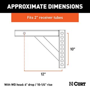 CURT 17121 Replacement Weight Distribution Hitch Shank, 2-Inch Receiver, 6-Inch Drop, 10-1/4-Inch Rise, Black