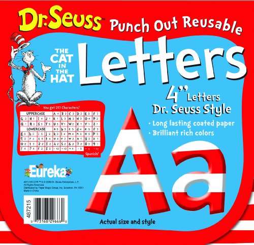 Eureka Back to School Dr. Seuss ABC Letter Cutouts, 200pc, 4'' x 4'' inches (487215)