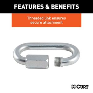 CURT 82930 Threaded Quick Link Trailer Safety Chain Hook Carabiner Clip, 3/8-Inch Diameter, 11,000 lbs Break Strength