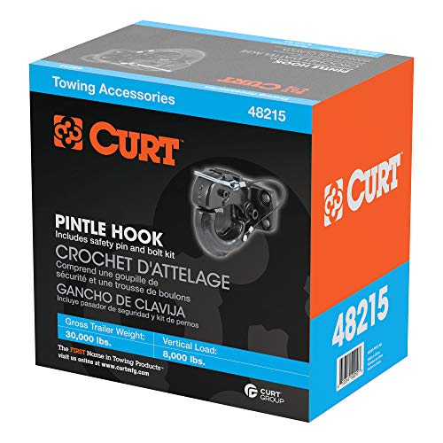 CURT 48215 Pintle Hook Hitch 30,000 lbs, Fits 2-1/2 to 3-Inch Lunette Ring, Mount Required