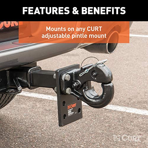 CURT 48215 Pintle Hook Hitch 30,000 lbs, Fits 2-1/2 to 3-Inch Lunette Ring, Mount Required