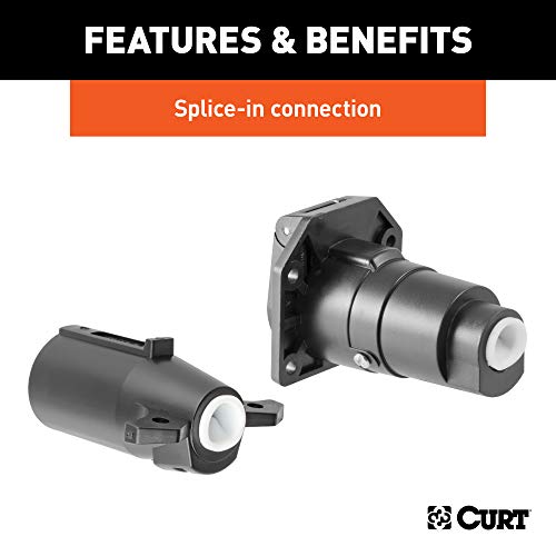 CURT 58152 Vehicle-Side and Trailer-Side 7-Pin RV Blade Wiring Harness Connectors